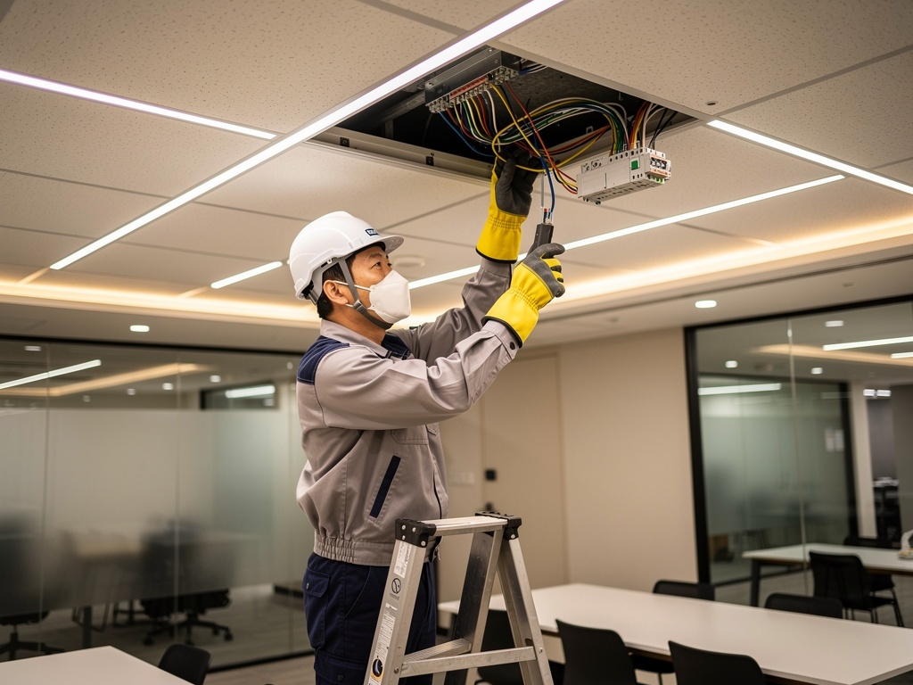 LED lighting installation Korean office